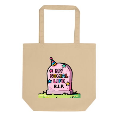 Eco Oyster Tote Bag | My Social Life R.I.P. Funny Graveyard Design