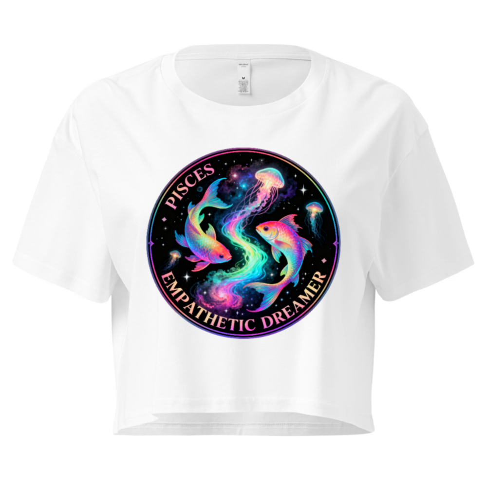 Women's Pisces Crop Top - Empathetic Dreamer Fish & Jellyfish Astrology Tee