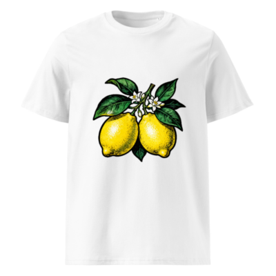 Unisex Organic Cotton T-Shirt with Lemon Branch Illustration