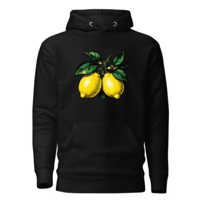 Unisex Premium Lemon Branch Hoodie | Yellow Citrus Graphic Pullover