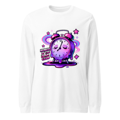 Members of the 3AM Club Purple Melting Alarm Clock Unisex Long Sleeve Tee