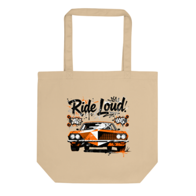 Eco Oyster Tote Bag | Ride Loud! Vintage Car Graphic - Sustainable Canvas Tote