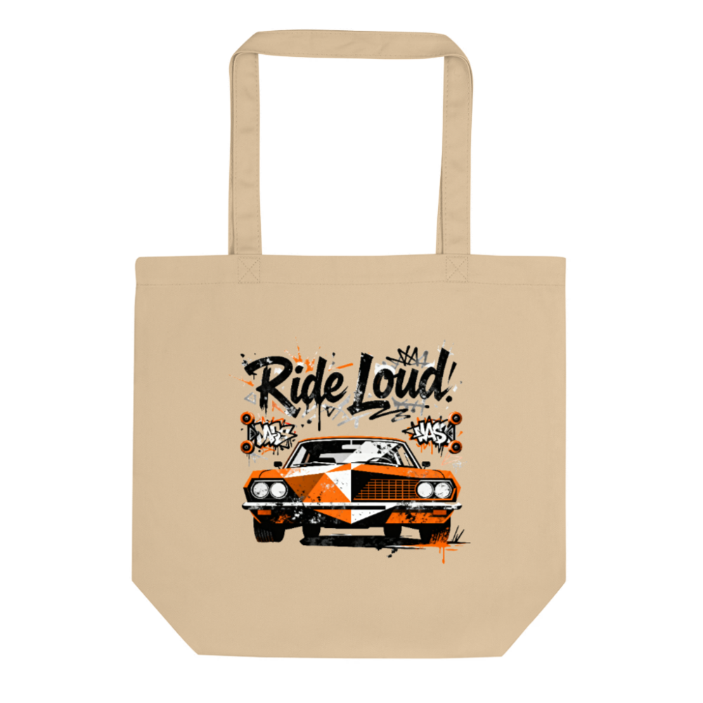 Eco Oyster Tote Bag | Ride Loud! Vintage Car Graphic - Sustainable Canvas Tote