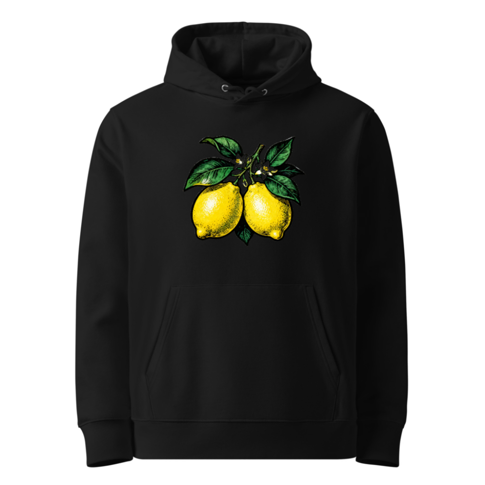 Unisex Eco Hoodie with Lemon Branch Design - Sustainable Essential Sweatshirt