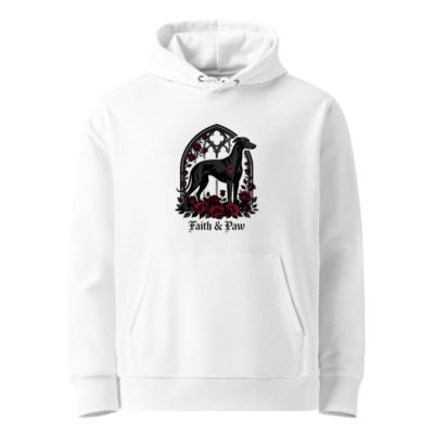 Unisex Eco Hoodie with Faith & Paw Gothic Greyhound Design - Sustainable, Ethical, Essential