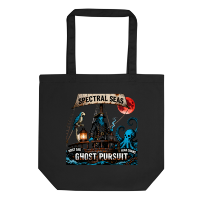 Eco Black Tote Bag | Spectral Seas Ghost Pursuit Pirate Design