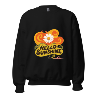 Unisex Crew Neck Sweatshirt - Hello Sunshine Flower Graphic, Comfortable Soft Fleece
