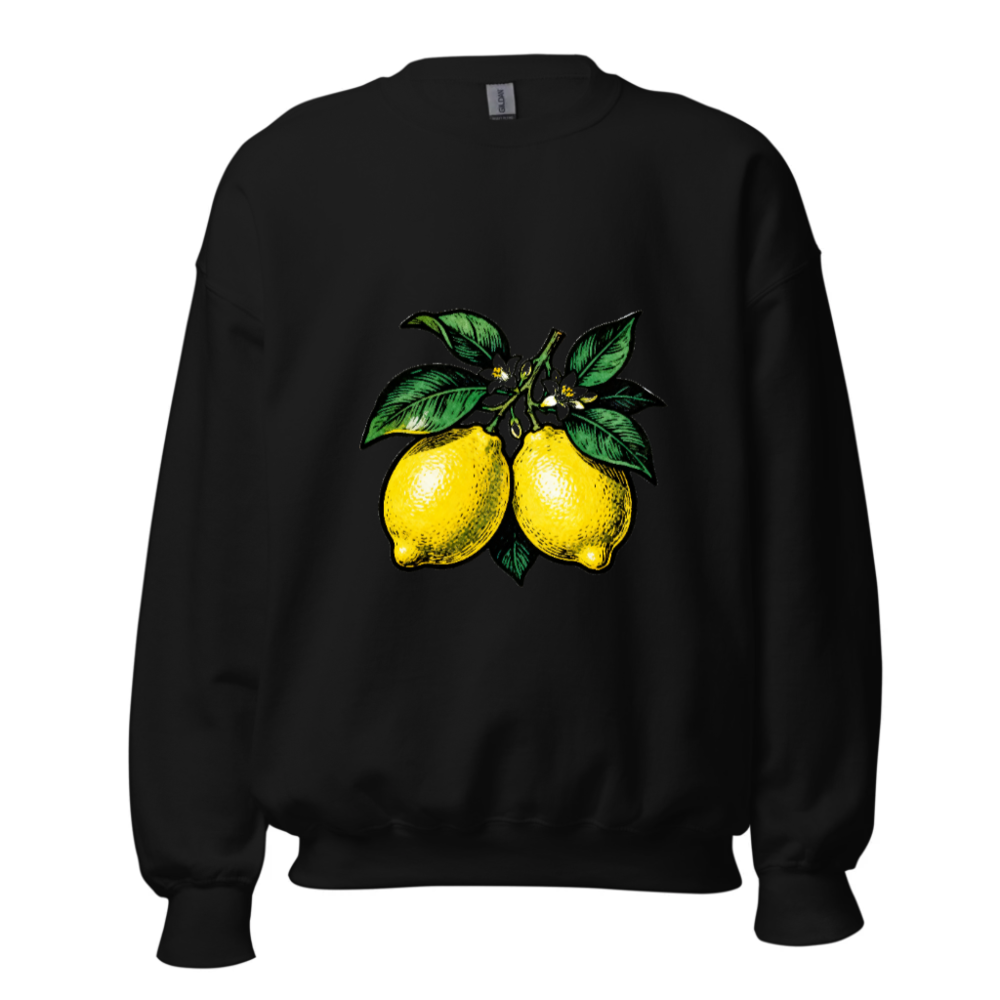 Lemon Branch Unisex Crew Neck Sweatshirt | Yellow Citrus Graphic
