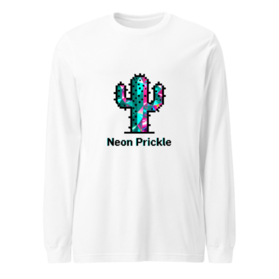 Neon Prickle Cactus Unisex Long Sleeve Tee - Vibrant Pixel Art Design