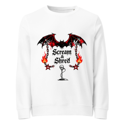 Unisex Organic Sweatshirt | Scream & Shred Bat Design - Eco-Friendly, Soft & Sustainable