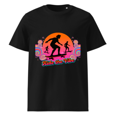 Unisex Organic Cotton T-Shirt - Ride the Vibe Skateboard Graphic Tee