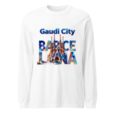 Gaudi City Barcelona Long Sleeve Tee | Unisex Artistic Design with Sagrada Familia & Park Güell