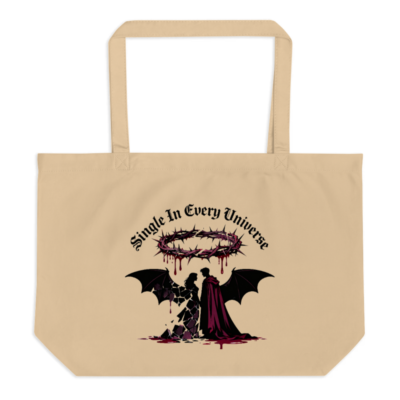 Single In Every Universe | Organic Tote Bag with Gothic Angel & Devil Design