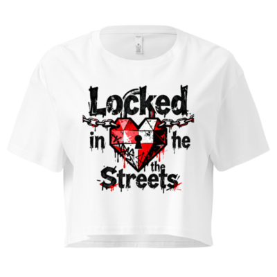 Women's Crop Top - 'Locked in the Streets' Heart & Chain Design, Short Sleeve, Casual Streetwear