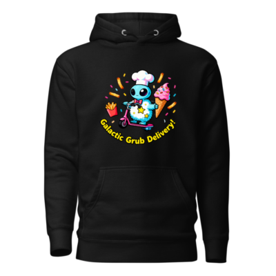 Galactic Grub Delivery! Unisex Chef Alien Hoodie - Premium Pullover