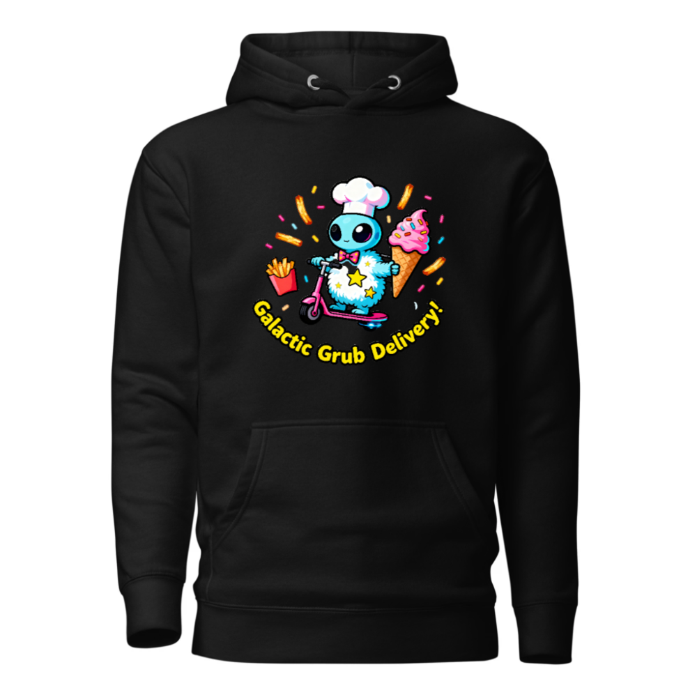 Galactic Grub Delivery! Unisex Chef Alien Hoodie - Premium Pullover