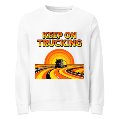 Unisex Organic Sweatshirt | Keep on Trucking Vintage Road Design