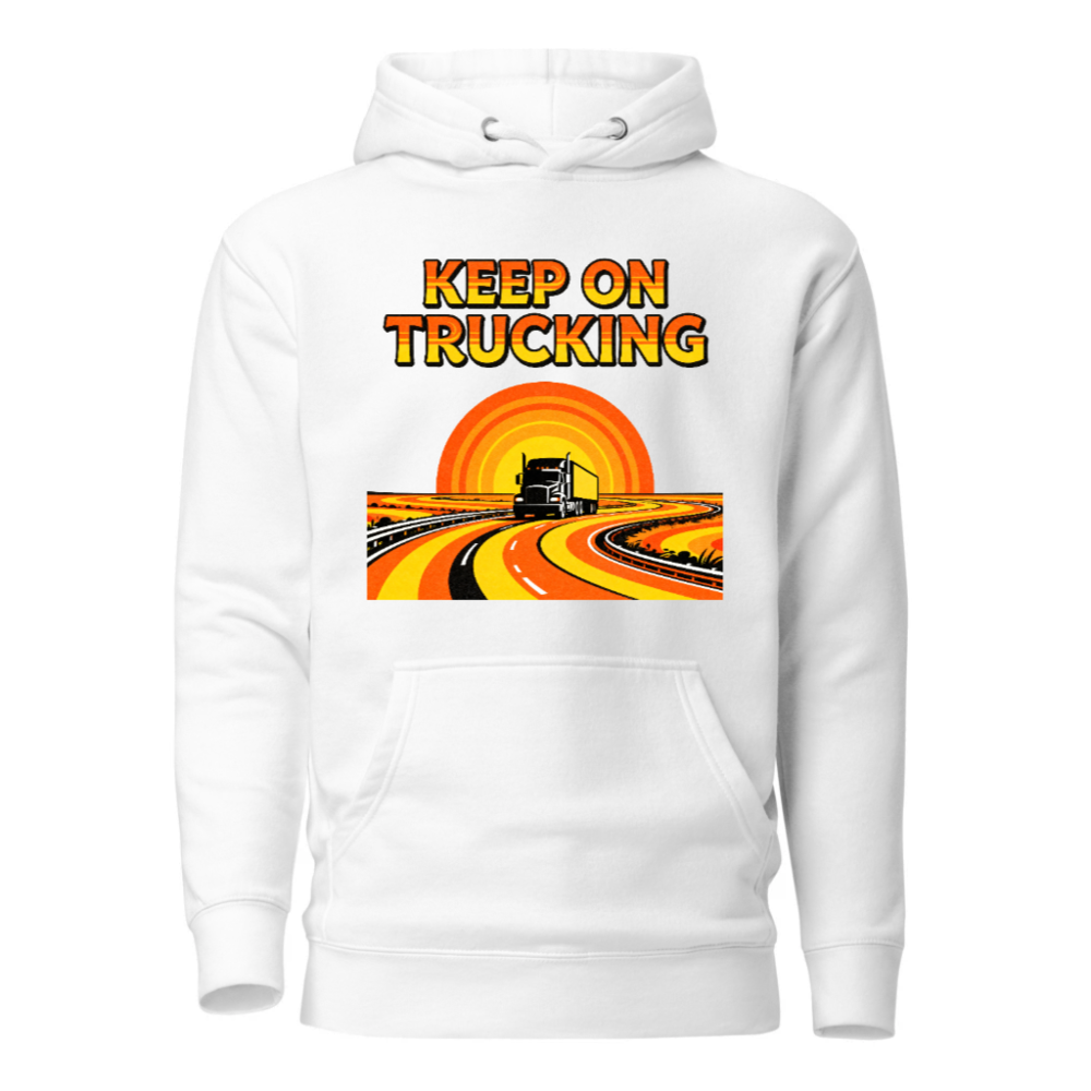 Keep On Trucking Hoodie - Unisex Premium Pullover, Retro Road Design