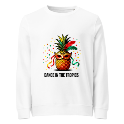 Unisex Organic Sweatshirt | Pineapple Carnival Mask Design - Dance in the Tropics