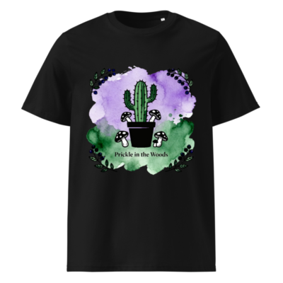 Unisex Organic Cotton T-Shirt | Prickle in the Woods Cactus & Mushrooms Design