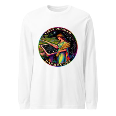 Virgo Detailed Harmonizer Unisex Long Sleeve Tee - Rainbow Goddess Garden Astrology Design