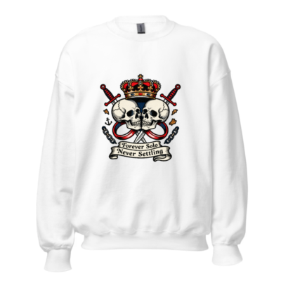 Unisex Crew Neck Sweatshirt - Forever Solo Never Settling Skull & Crown Design