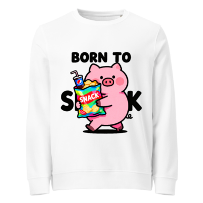 Unisex Organic Sweatshirt | Born to Snack Pig Graphic - Eco-Friendly & Comfortable