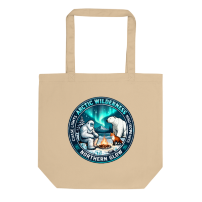 Eco Oyster Tote Bag | Arctic Wilderness Northern Glow Design - Sustainable Canvas Tote