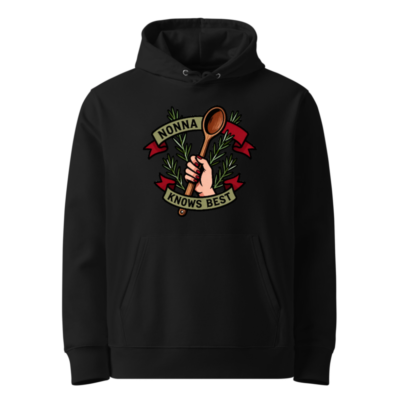 Nonna Knows Best Unisex Eco Hoodie - Wooden Spoon & Rosemary Design