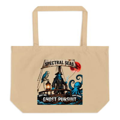 Spectral Seas Ghost Pursuit Organic Tote Bag | Eco-Friendly Large Canvas Bag