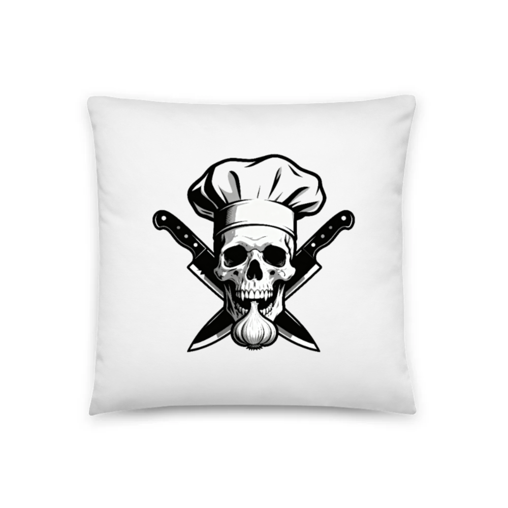 Chef Skull & Knives Pillow - 18" x 18" Decorative Throw Pillow