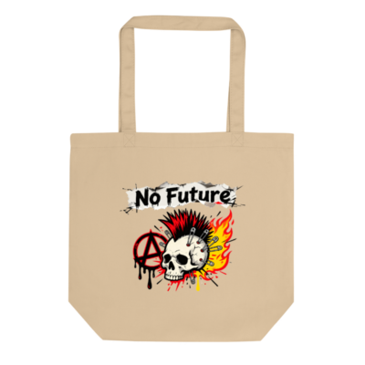Eco Oyster Tote Bag | No Future Skull & Anarchy Symbol | Sustainable Cotton Tote