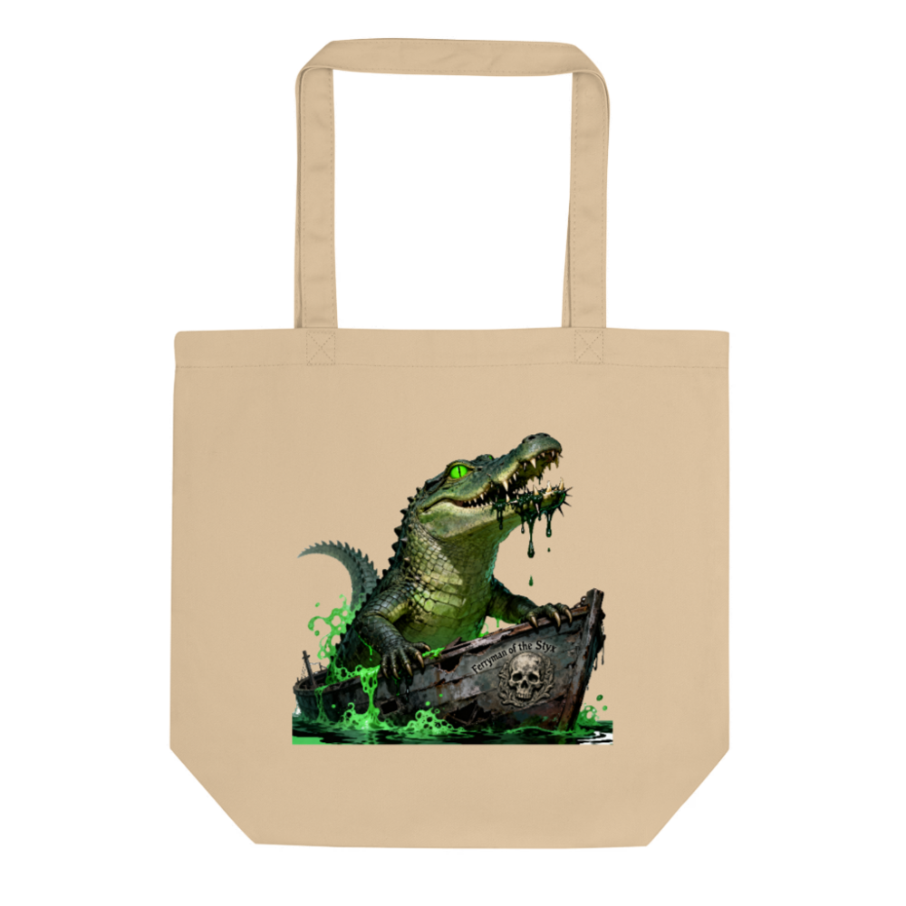 Eco Oyster Tote Bag | Sustainable Cotton Tote with Crocodile Boat Design