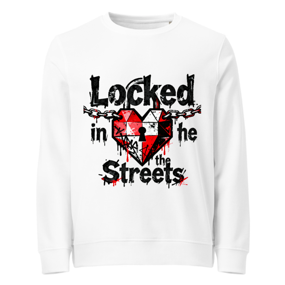 Unisex Organic Sweatshirt | Locked in the Streets Heart & Chain Design