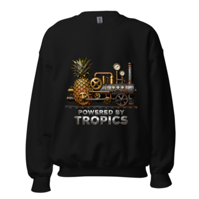 Unisex Crew Neck Sweatshirt - Powered by Tropics Steampunk Pineapple Train Design