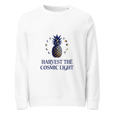 Unisex Organic Sweatshirt | Harvest the Cosmic Light Pineapple Design