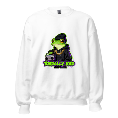 Toadally Rad Frog Sweatshirt | Unisex Crew Neck Hoodie with Boombox Graphic