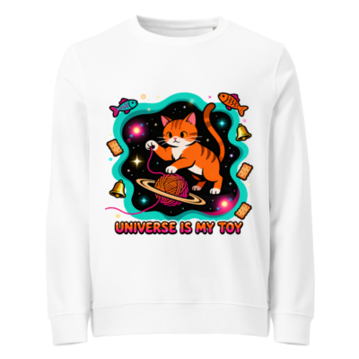 Unisex Organic Sweatshirt | Universe Is My Toy Cat Design