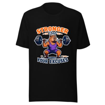 Stronger Than Your Excuses Capybara Gym T-Shirt | Unisex Staple Tee