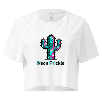 Neon Prickle Women's Crop Top - Pixel Cactus Design, Short Sleeve