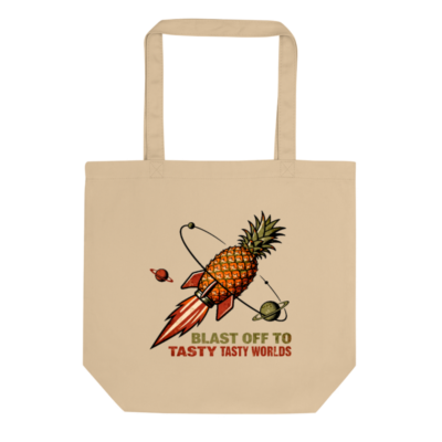 Eco Oyster Tote Bag | Pineapple Rocket Space Design - Sustainable Canvas Tote