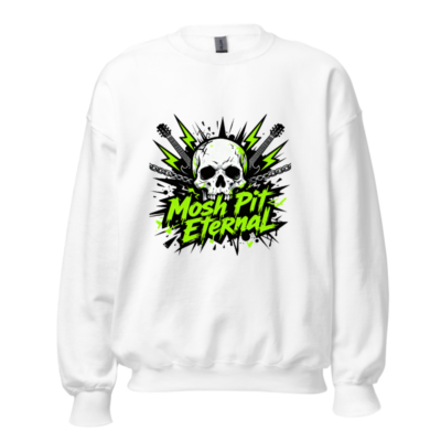 Mosh Pit Eternal Skull Sweatshirt | Unisex Crew Neck, Neon Green & Black Graphic