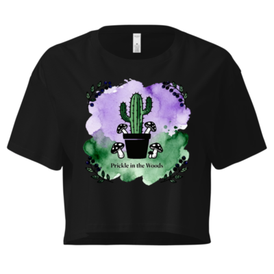 Prickle in the Woods Women's Crop Top | Cactus & Mushrooms Watercolor Design