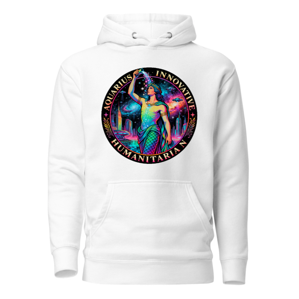 Aquarius Zodiac Hoodie - Innovative Humanitarian Unisex Pullover