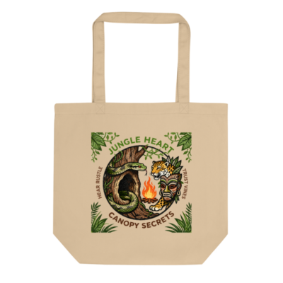 Eco Oyster Tote Bag | Jungle Heart Canopy Secrets Design | Sustainable Organic Cotton Tote