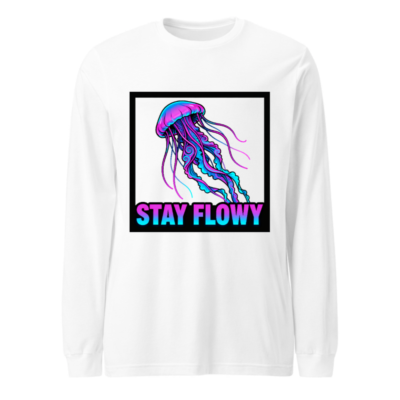 Stay Flowy Jellyfish Unisex Long Sleeve Tee - Neon Purple & Blue