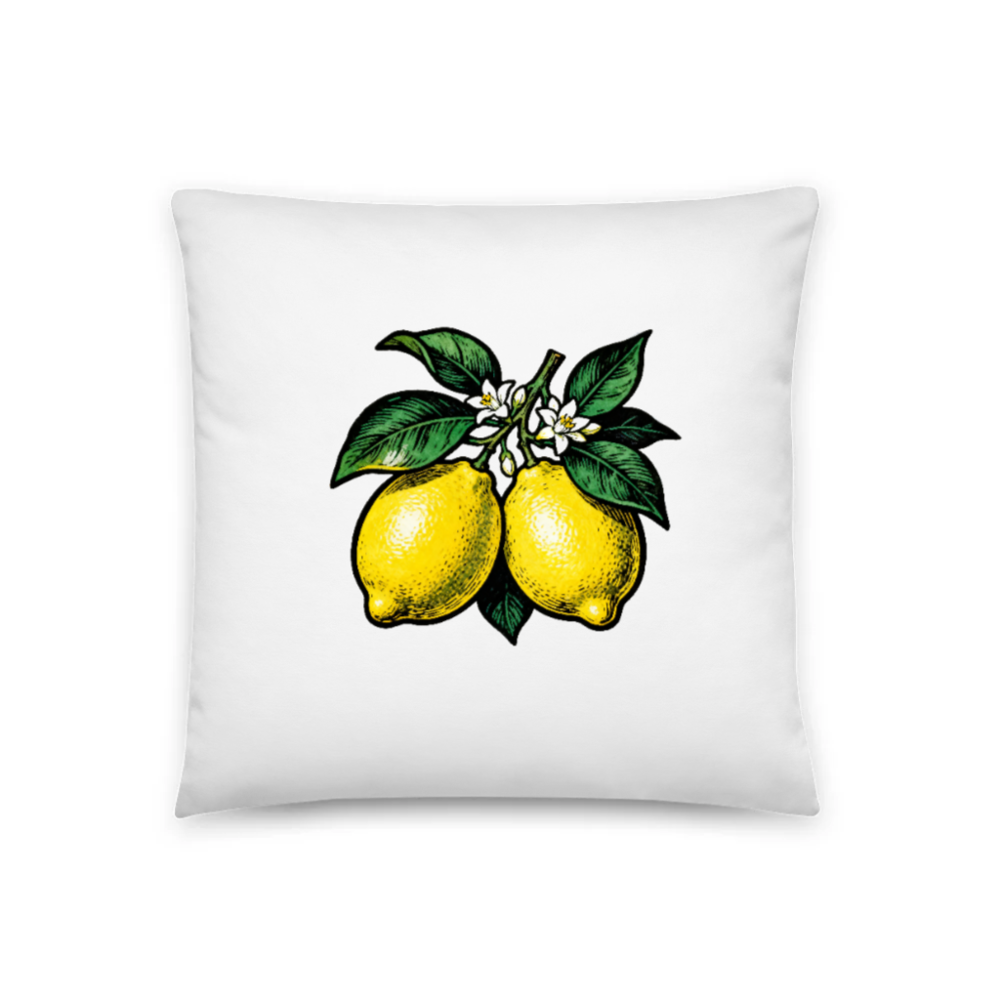 18" x 18" Lemon Branch Pillow – Vintage Botanical Design, Soft Cotton Blend