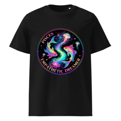 Unisex Organic Cotton T-Shirt - Pisces Empathetic Dreamer Fish & Jellyfish Design