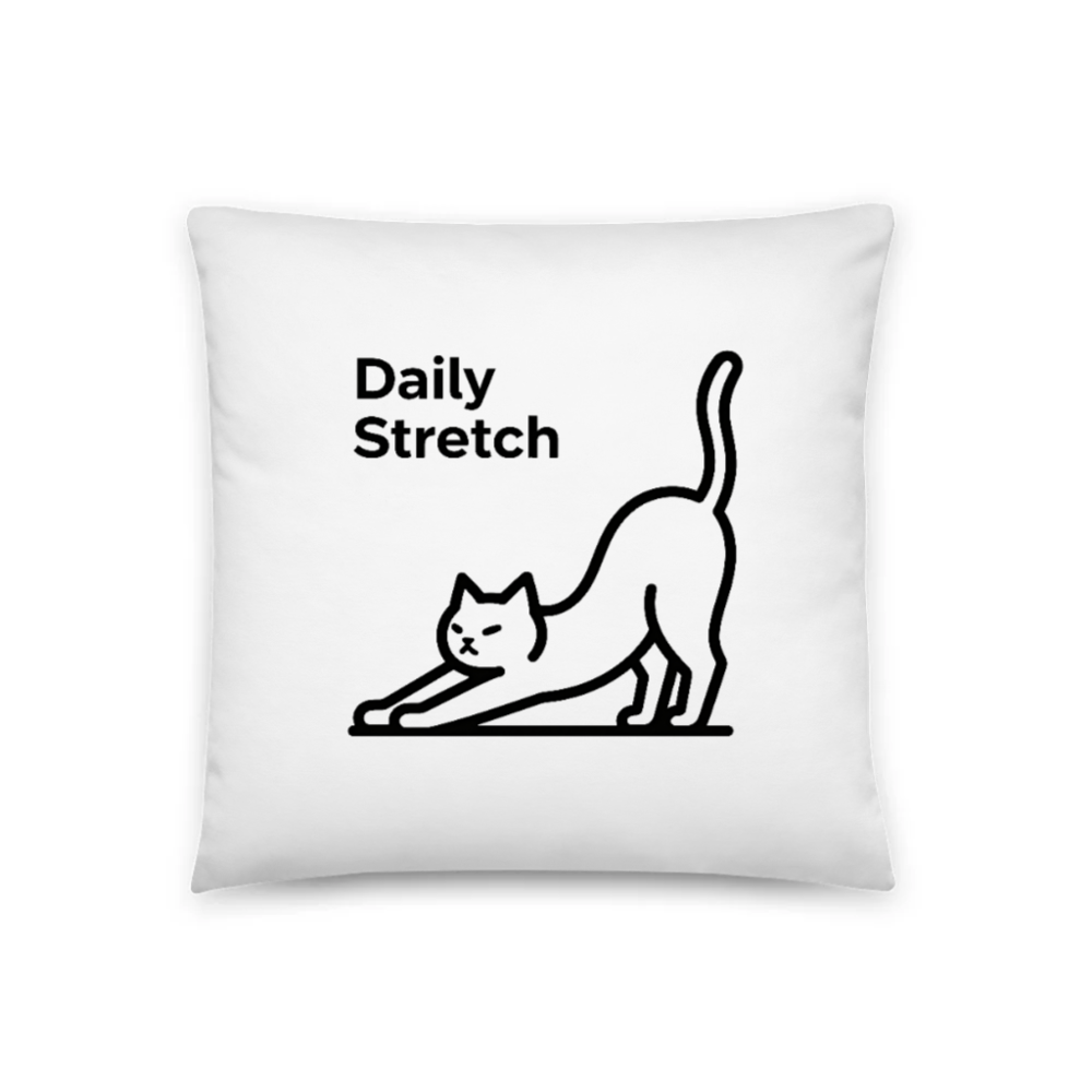 Daily Stretch Cat Pillow 18"x18" - Soft Cotton Blend Decorative Throw Pillow