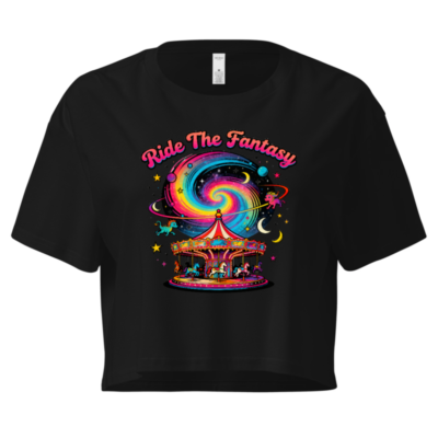 Women's Crop Top - Ride The Fantasy Carousel & Galaxy Design